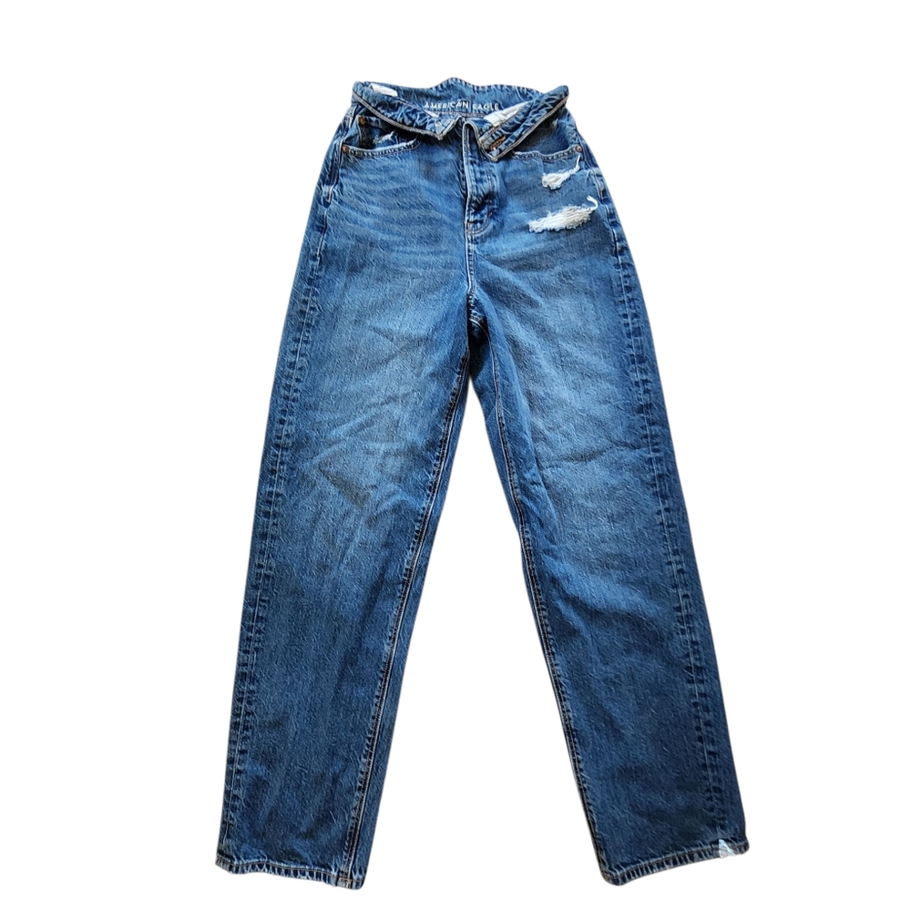Y2K Grunge American Eagle Real Good Baggy Jeans US 2 High Rise Distressed Vtg